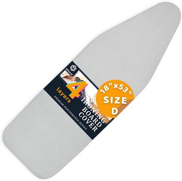 SAVUK Ironing Board Covers and Pad with Wide, Long Size, Adjustable Elastic Edge, Heat Reflective, Fits Boards Measuring 140 x 45, 130 x 50 or 140 x 50, Cover Measurement 18