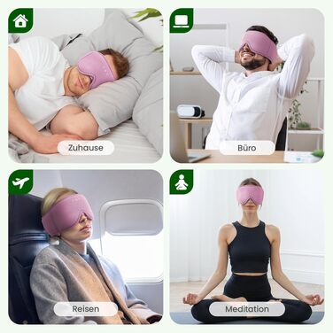 Маска для сну з Bluetooth навушниками LOVE EYE 3D, бамбукова, для чутливих очей та сну на боці, чорна (червона)