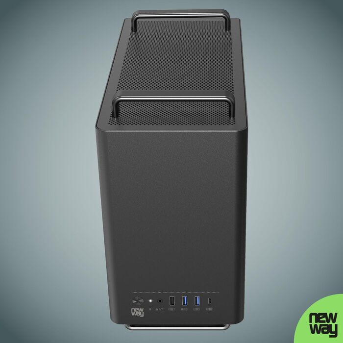 Корпус для ПК NEWWAY NC1 Mini-Tower, підтримка Mini-ITX/ITX/Micro-ATX, USB Type-C, з вентилятором 9мм, металевий сітчастий дизайн, чорний