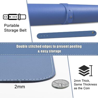 Підкладка під клавіатуру та мишу BLESWIN, антиковзаюча, 90x43 см, синій колір