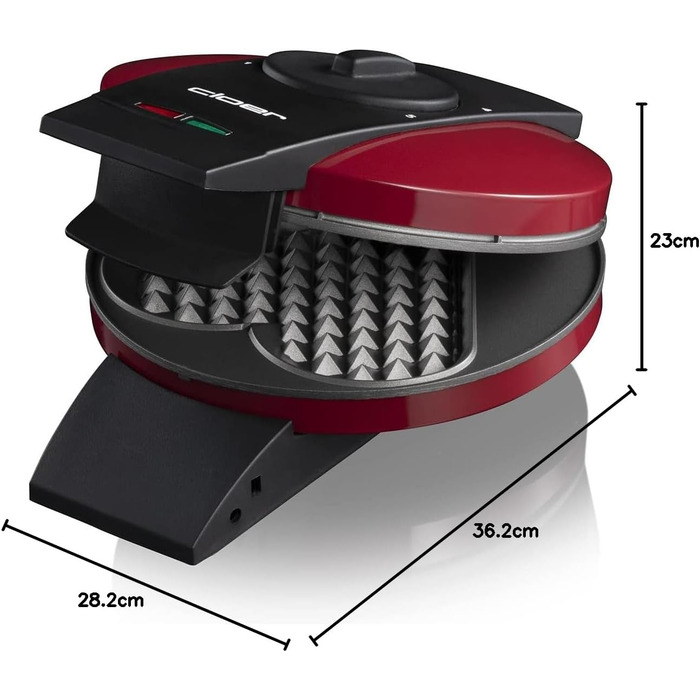 Вафельниця Cloer 1633V: Вафлі у формі серця, антипригарне покриття, 930W, червона