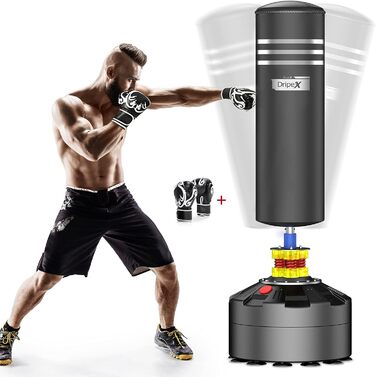Боксерський мішок Dripex для дорослих, самостійний, з підлогою, MMA, бокс, тренування, важкий, чорний, з піною, рукавички в комплекті