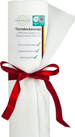 Sensalux Table Runner Roll, 1.18m x 25m, Washable Nonwoven Fabric, Oeko-TEX Standard 100 - Class I Certified, White