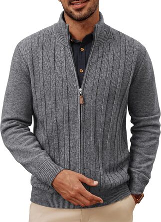 Кардиган чоловічий PJ PAUL JONES на блискавці з коміром-стійкою, в'язаний, колір темно-сірий, розмір M