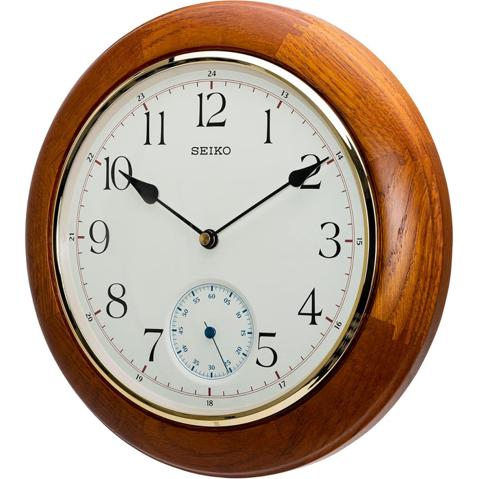 Seiko Wall Clock Brown Wood (Oak) Sweeping Second QXA432B