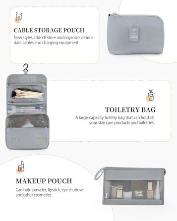 Органайзери для валізи, дорожні аксесуари, водонепроникні мішки для пакування, 10 шт. (Бежевий, сірий)