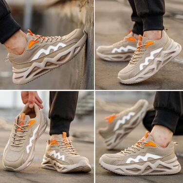 Черевики безпеки чоловічі та жіночі. Легкі спортивні захисні черевики з посиленою сталевою захисною накладкою. Дихаючі, неслизькі, розміри EU 37-46, колір: коричневий