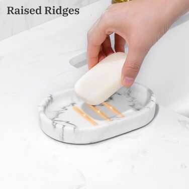 Підставка для мила Luxspire з кераміки, антиковзаюча, білий мармур, для ванної кімнати, душу та кухні