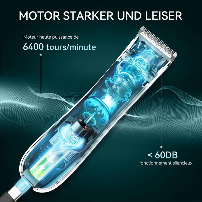 Електричний тример для тіла чоловічий Kensen з LED-підсвічуванням, водонепроникний IPX7, 100 хвилин роботи, зелений