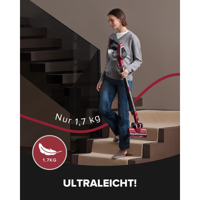 Ручний пилосос Vexilar C8 з кабелем, 600W, 60kPa, 7м кабель, безперешкодна щітка для підлоги, контейнер 1.5L без мішка для твердих поверхонь, килимів, шерсті тварин