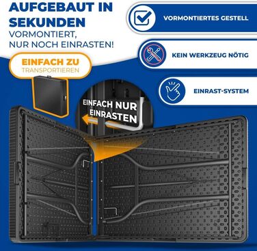 Складний обідній стіл KESSER® 183x76 см, ротанг, для кемпінгу, саду, тераси, балкона, 6 осіб, антрацит