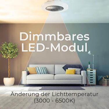 Стельовий вентилятор Noaton Triton 12050B з LED підсвіткою, 50 см, чорний. Димер, 3 режими світла, пульт, таймер
