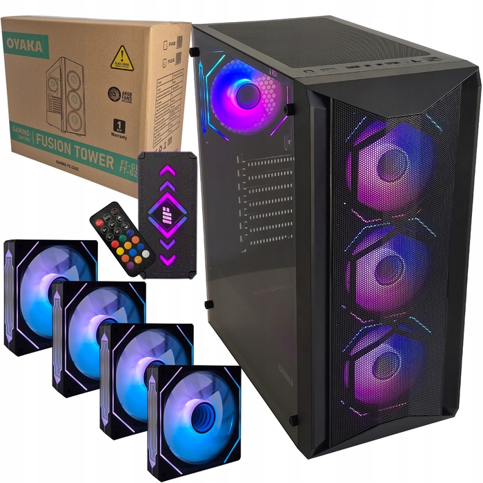 Корпус для комп'ютера OYAKA FUSION TOWER FT-G2, 4x ARGB вентилятори, контролер