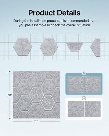 Самоклеючі звукопоглинаючі панелі для стін Akustikplatten, шумоізоляційні плити високої щільності для студії, дому та офісу, 30x30x0.9 см, 18 шт, сірі