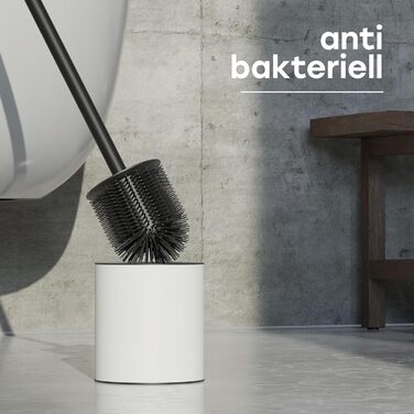 Тойлетний щітка Savega з силікону та нержавіючої сталі - антибактеріальна, з тримачем, захист від бризок