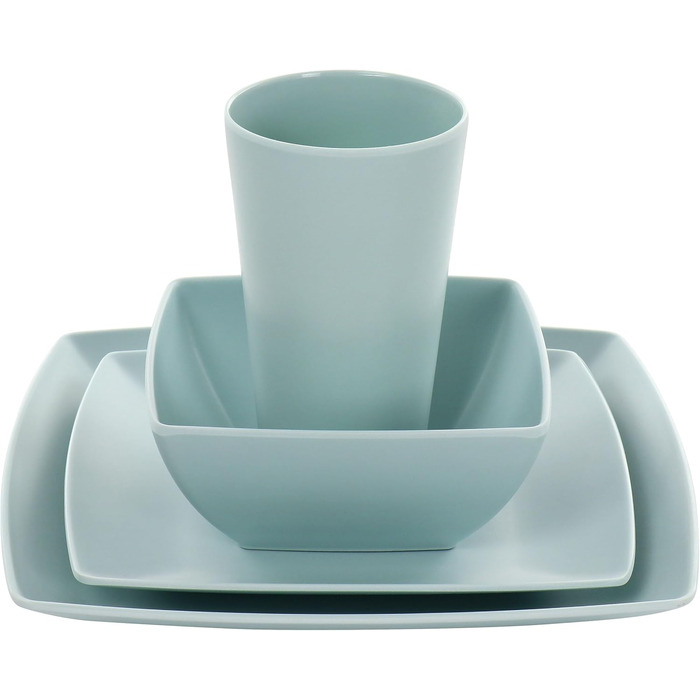 Набір посуду Gibson Home Soho Grayson, 16-ти частинний, квадратний, меламін, м'ятний