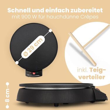Clatronic® Crepe Maker for crepes with Ø29 cm | including batter dispenser | Crepe Maker | non-stick coated surface | continuously adjustable thermostat | Crepemaker | pancake maker with 900W | cm 3372