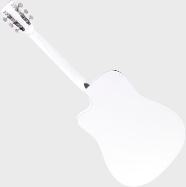 Класична акустична гітара Westerngitarre WS-10WH-CE з підсилювачем, Dreadnought, Cutaway, 3-Band EQ + Presence, Тюнер LCD, XLR та Klinke, білий глянцевий лак