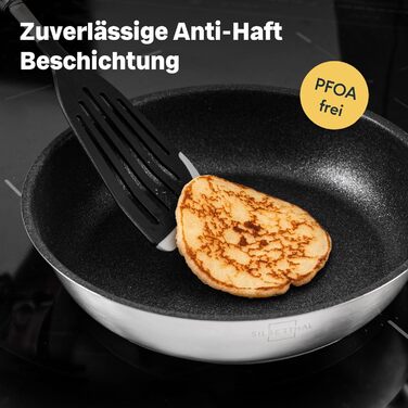 SILBERTHAL 3-Piece Stainless Steel Non-Stick Fry Pan Set - 20, 24, 28cm - Induction Compatible, Oven Safe