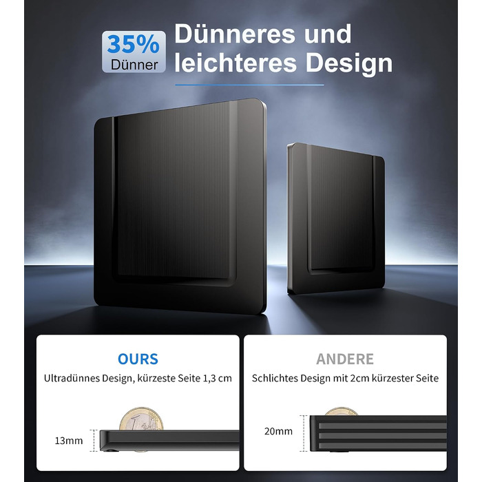 Зовнішній CD/DVD привід USB 3.0 та USB-C, ультратонкий оптичний накопичувач CD DVD +/-RW ROM для ноутбука, ПК, MacBook (Windows, macOS, Linux), чорний