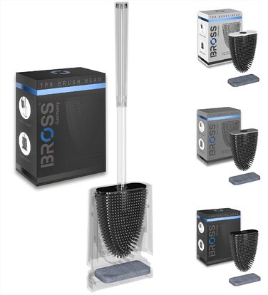 Щітка для унітазу Bross® Silikon - Інноваційна антибактеріальна щітка з тримачем для стіни - Набір 1 шт. (Чорний)