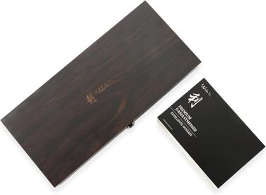 Набір кухонних ножів Wakoli EDIB Essentials Damast 3-частини: ніж шеф-кухаря, ніж для овочів, універсальний ніж з високоякісної сталі Damast VG10, твердість 60 HRC, захист пальців, подарункова дерев'яна коробка