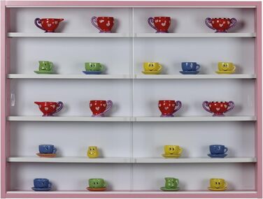 Настінна скляна вітрина Inter Link Collecty, чорна/біла, 80x60x9,5 см, МДФ, для колекцій