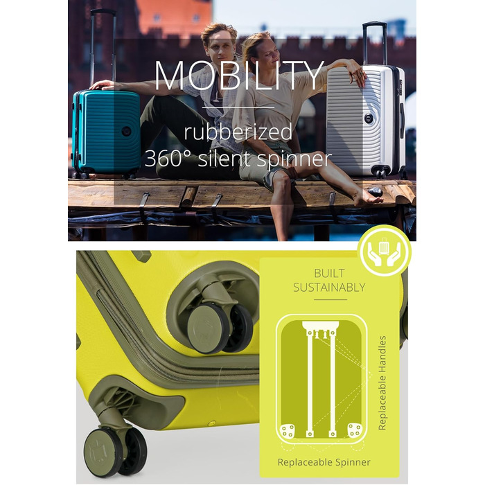 Чемодан Hauptstadtkoffer Mitte - великий, жорсткий, з TSA, 4 колеса, 77см, 130л, розширення об'єму, набір (S+M+L)