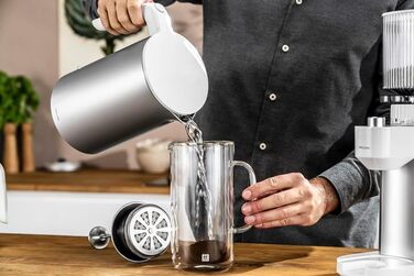 ZWILLING ENFINIGY Kettle with Stainless Steel Scale Filter & Overheat Protection, Cordless, 1850 Watts, 1.5 Liters, Silver