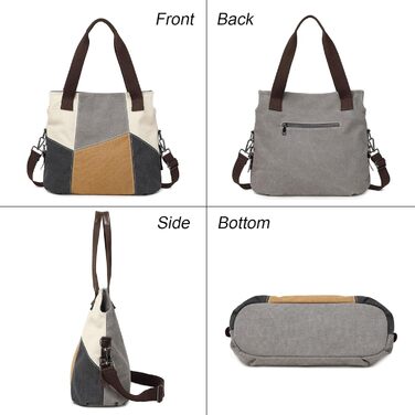 Жіноча сумка-шопер Canvas Retro Hobo великої місткості, сіра повсякденна сумка через плече для навчання та міста