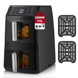 Аерофритюрниця TopStrong Doppelkammer 11л, 2500 Вт, 6 функцій, з оглядовим вікном, вертикальна, подвійна камера, для рівномірного приготування