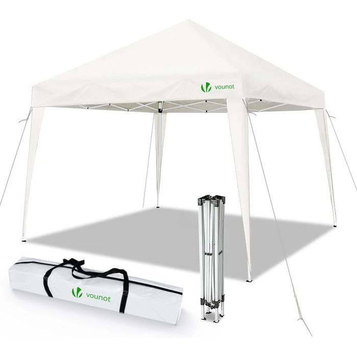 VOUNOT® Folding Gazebo 3x3m, with 4 Sandbags, Pop Up Gazebo, UV Protection 50+, (Cream White)