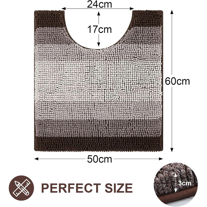 Килимок для ванної кімнати Homaxy з мікрофібри, 40x60 см, коричневий, антиковзаючий, швидковисихаючий