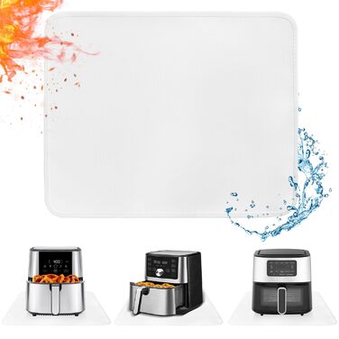 Термостійкий килимок 30 x 45 см - захист від нагріву для повітряної фритюрниці, стіл, робоча поверхня, масло- та водовідштовхувальний, легко миється, білий, 1 шт.