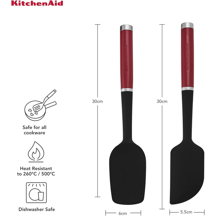 Універсальний набір силіконових лопаток KitchenAid, 2 шт, червоний Empire