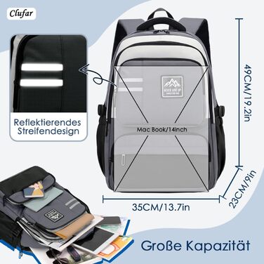 Шкільний рюкзак для підлітків, хлопчиків, водонепроникний, сірий. Ідеально для школи, коледжу, роботи.