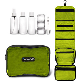 Чоловіча дорожня косметичка TRAVANDO з петлею, прозора, велика, для подорожей, зелена
