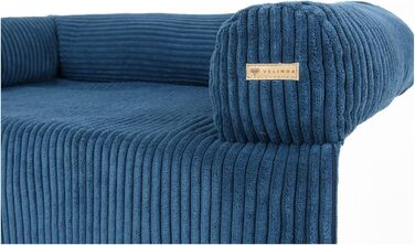 Ліжко для собак Velinda: м'яке диван-ліжко, захист дивану від бруду, темно-синій (Cord)