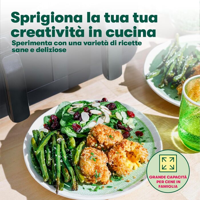 Фритюрниця аерофритюрниця Bella 8L з двома кошиками, сенсорним екраном, 8 функціями, регулюванням температури, таймером, антипригарним покриттям, 1700W, чорна