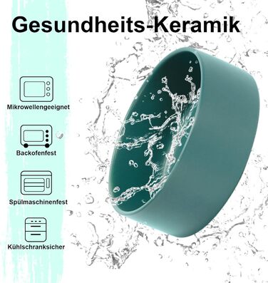 Набір мисок для корму для собак і котів SpunkyJunky з кераміки, піднятий на підставці з бамбука (2 шт. по 400 мл, зелений)