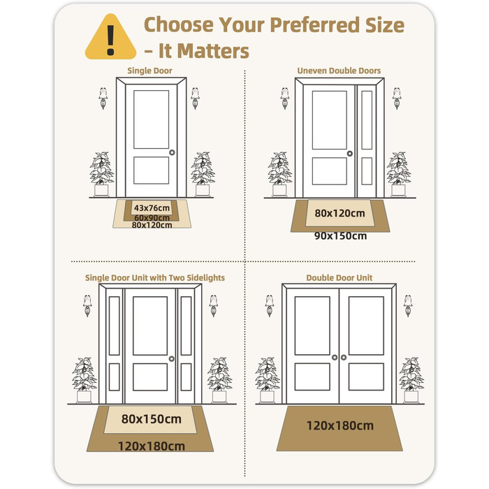Килимок для дому та вулиці COLOR&GEOMETRY 43x76 см - антиковзаюча, легко миється, для входу, сірий/чорний