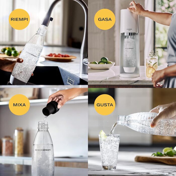 SodaStream AquaSpark Terra White - Набір 3 шт. (2 x 1л + 1 x 0.5л) + Цилиндр CO2 (60л)
