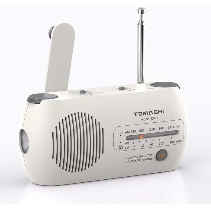 Радіо TOMASHI FM/AM/NOAA: ручне, з ліхтариком, SOS-сигналом, для надзвичайних ситуацій та відпочинку на природі