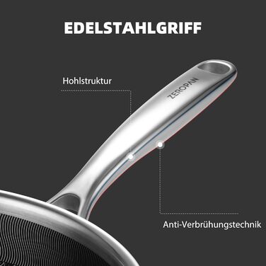 Сковорода з кришкою 26 см, антипригарне покриття Hybrid, холодна ручка, придатна для миття в посудомийній машині, без PFAS, PFOA та PTFE, термостійка до 260 °C, сумісна з усіма типами плит (WQ-D)