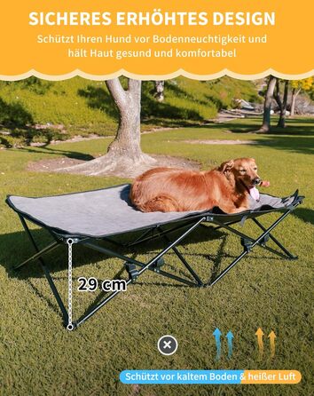 Лежанка для собак KingCamp - зручна та портативна, 57x57x23 см. Зручна для відпочинку вдома та на природі. Матеріал: дихаюча сітка та замша.