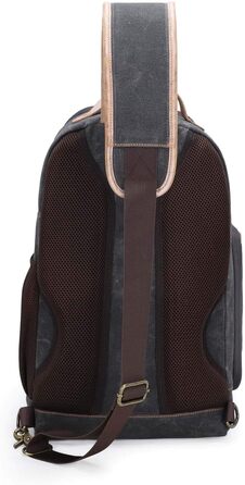 Рюкзак для камери Neuleben Sling Rucksack Vintage, водовідштовхувальний, для дзеркальної камери, з матеріалу вощений канвас, унісекс (темно-сірий)