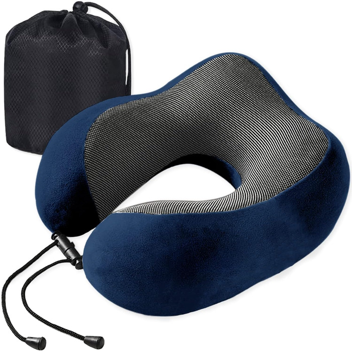 Подушка для шиї Poligono для подорожей: м'яка, комфортна, з піною з пам'яті, компактна, блакитна
