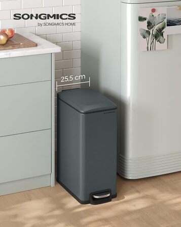 Відро для сміття SONGMICS 20 л з педаллю, м'яким закриттям, з внутрішнім відром, 15 мішків, металік сріблястий LTB543E01