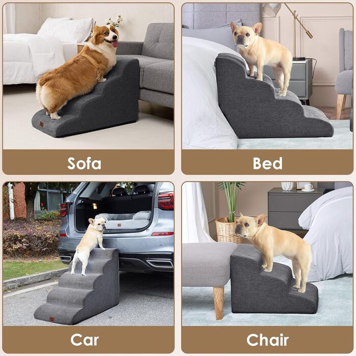 Сходинки для собак EHEYCIGA: компактні та зручні для маленьких собак, 40 см заввишки, сірі