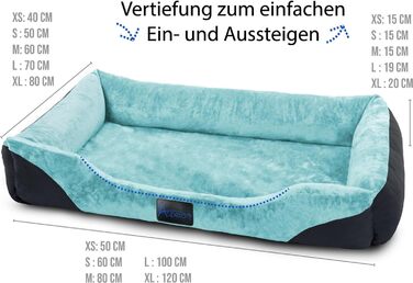 Ліжко для собак, подушка для собак - ліжко-кошик з високим бортиком, 80x120, 70x100, 60x80, 40x50, блакитний колір, розмір 70x100 см